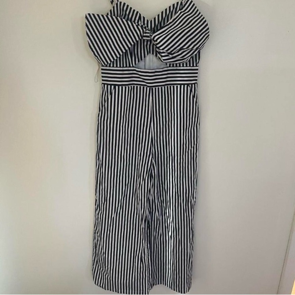 Main Strip Black & White Striped Strapless Jumpsuit